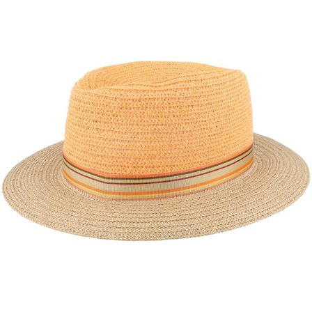 Mayser - Orange Straw Hut - Nane Paperbraid Orange/Beige-gem Straw Hat @ Hatstore