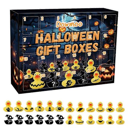 Halloween And Adventkalender Med 24 Ænder - Nedtælling Til Jul - Overraskelse - Gummiandeæske - Legetøj Til Hjemmedekoration - Gave