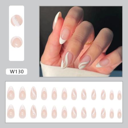 24 stk kisteformede falske negler franske korte falske negler rosa glitter pre