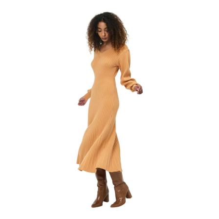 Silvian Heach, Long ribbed dress Oranje, Dames, Maat:S