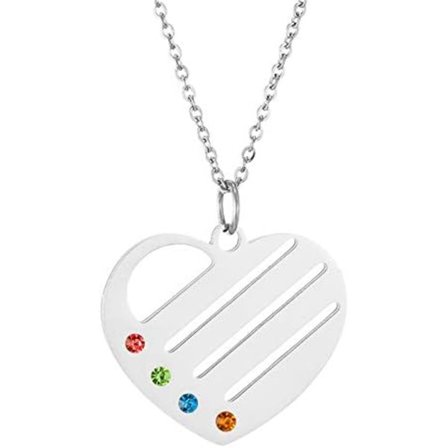 Personligt Namnhalsband Hjärta Berlock Gravyr 2-4 Namn, ZQKLA