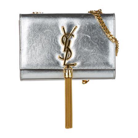Saint Laurent Vintage Pre-owned Classic Kate Tassel Leather Crossbody Taske Grå, Dame Vintage Tasker, Størrelse: ONE Size