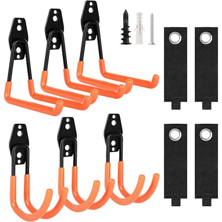 Garasje Kroker & Slangeoppbevaringsstropper, Heavy Duty Garasjeoppbevaringskroker med Anti-Sklibelegg, Garasjeveggkroker for Organisering av Sykkel, 