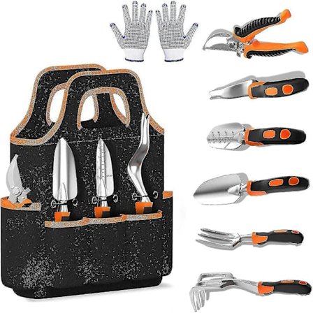 Hageverktøysett, 8 deler Rustfritt Stål Heavy Duty Hageverktøysett Med Sklisikker Gummigrep, Oppbevaringsveske, Utendørs Håndverktøy, Beskjæringssaks 