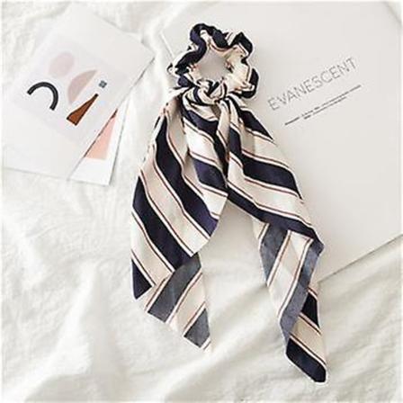 Muoti kukkapainoinen Scrunchie Printed hiusnauha Naisten Hiushuivi Rusetit Kumiköydet royal blue