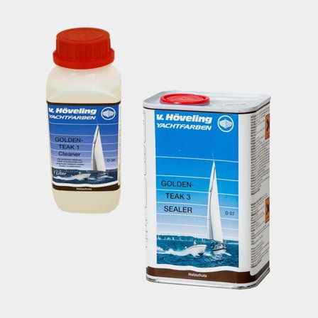 Paket für Teak mit Glanz Höveling Golden Teak (Teakreiniger + Teakversiegelung) - Boot