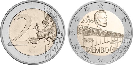 Luxembourg 2016 - 50-års-jubilæet for opførelsen af Grande-Duchesse Charlot - 2 euro mønt