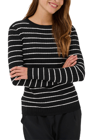 Saint Tropez MilaSZ Rib St. Pullover Stickat Dam Svart M