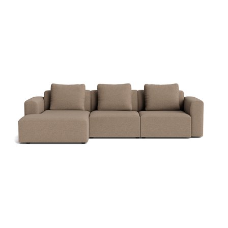 Como Chaiselong Sofa, venstrevendt - Loop Mørk beige - 286x155x83cm - Håndlavet Kvalitets Sofa med Ekstra Rygpuder - Perfekt Hyggekrog
