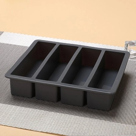 1 stk. 4-rums langt isterning silikonekube firkantet form DIY C Grå onesize