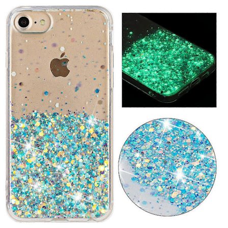 För iPhone 6/7/8/SE (2020)/SE (2022)/SE (2024) Repskyddande Epoxy Självlysande TPU Telefonskal