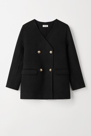 Soft Goat - Double Breasted Blazer - S - Black