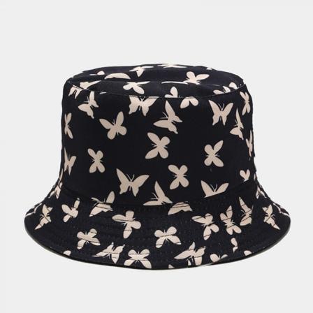 AVEKI Unisex Butterful-kuvioinen Bucket-hat Kaksoispuolinen Käännettävä Kalastaja-lippis