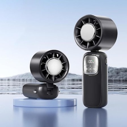 Bærbar Håndflætte med Turboeffekt – 100 Hastigheder, med halvlederkøleteknologi, kan hænges på nakken, to tilstande: blæser og køling