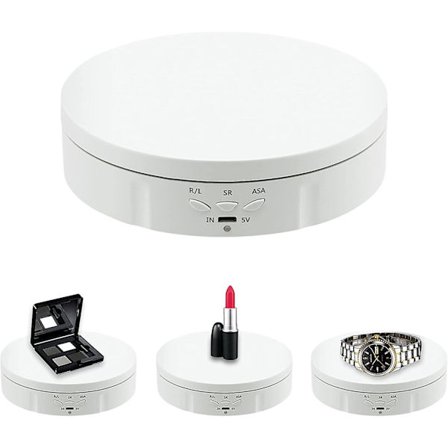 5,7 Tommer Automatisk Professionel Fotografering Drejeskive 360 Graders Roterende Video/Smykker/Ur Visningsstativ - Hvid