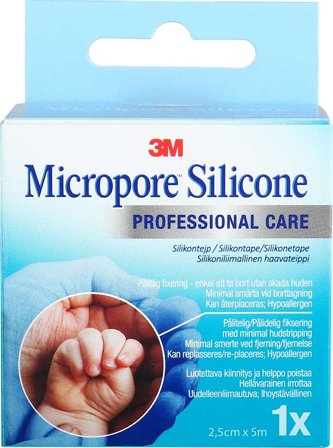 3M Micropore silikontape 2,5 cm x 5 m 1 stk