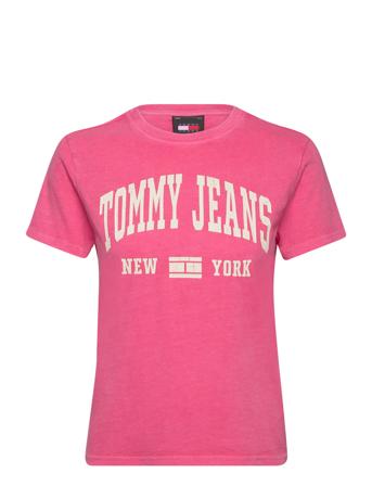 Tjw Reg Washed Varsity Tee Ext T-shirts & Tops Short-sleeved Rosa Tommy Jeans*Betinget Tilbud