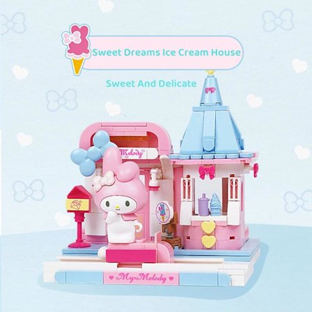 Keeppley Sanrio Byggklossar Kulomi My Melody Pompom Purin Cartoon Modell Leksak Grafikblock My Melody2