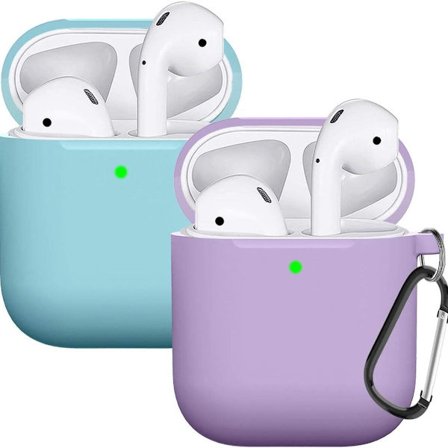 Airpods skal skyddande fodral är kompatibel med den blå lila