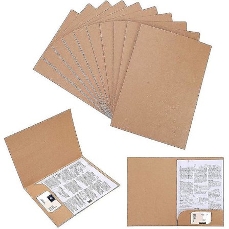 10 stk. Papmappe med flap A4 Kraftpapir Indlæg Filmappe