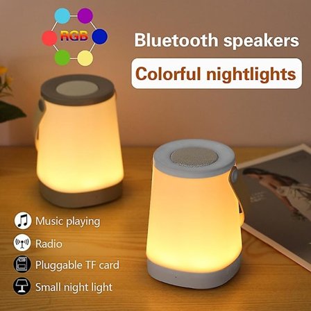 Bluetooth-højttaler, natlys, LED-natlampe, sengebordslampe til soveværelset, Bluetooth-højttalerlampe, atmosfærelampehøjttaler, RGB-bordlampe, 