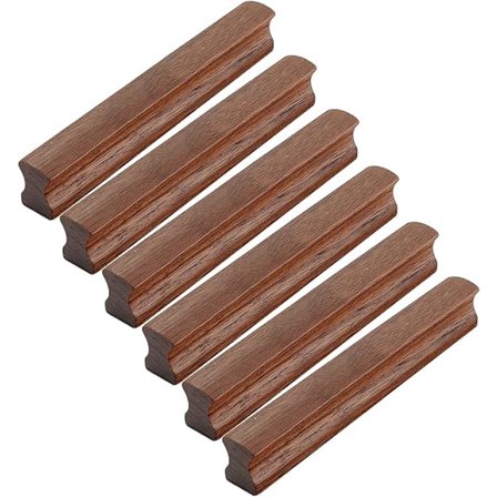 6 stk Træskabshåndtag, Møbelhåndtag i Træ Sort Valnød, Skab, Dørhåndtag, Skuffehåndtag Inkl. Skruer