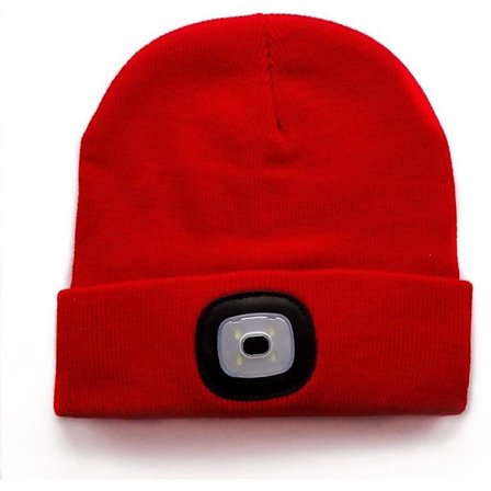 Lue med Lmell LED-hodelykt, ikke-oppladbar, avtakbar. Trendy strikket lue Unisex LED