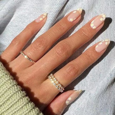 24 stk. Trykk på Negler Kort, Falske Negler Rhinestone Lim på Negler, Virvel Falske Negler, Skinnende Akrylnegler for Kvinner og Jenter (Stil 5)