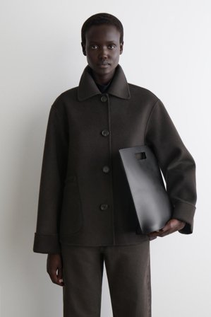 COS Femme Veste Courte En Laine Double Face in Marron