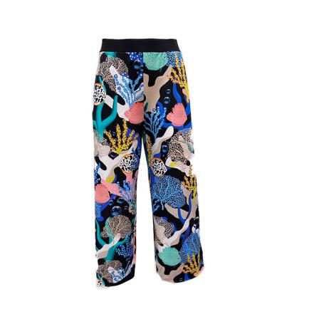 Marccain Sports Qs81 36 J62 Wijde stretch broek aquaprint , Blauw , Dames , Maat: M