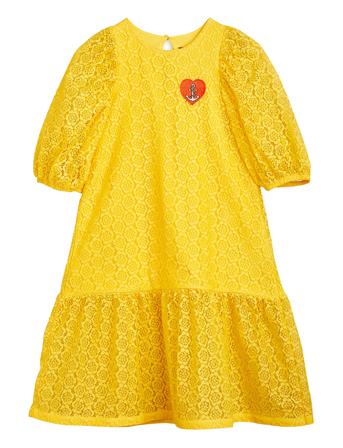 Lace Dress Dresses & Skirts Dresses Casual Dresses Short-sleeved Casual Dresses Gul Mini Rodini*Betinget Tilbud