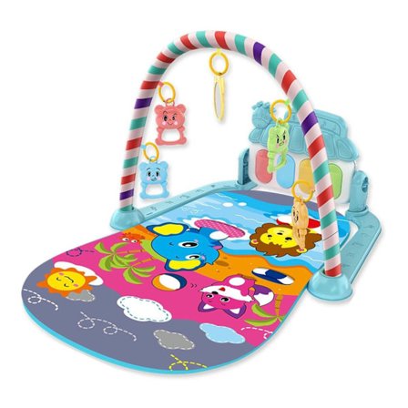 Lekematte Blå Baby Musikk Pedal Piano Treningsstativ (03)