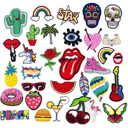 Stryge-på-mærke, 32 stk. Stryge-på-mærke Broderede Stryge-på-badges Mærke til DIY Tilpasning af Tøj T-shirt