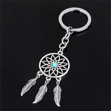 Uusi hopea metalli avaimenperä sormus höyhen tupsut Dream Catcher K