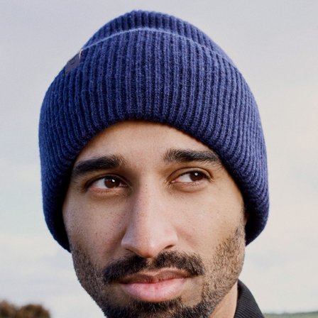 Hiems | Navy Blue Cuffed Recycled Wool Beanie for Men - Beanies