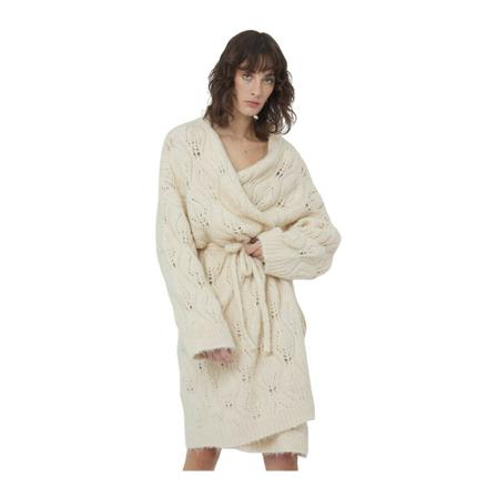 Silvian Heach, Oversized cardigan with perforated details Beżowy, Kobieta, Rozmiar: 2XS
