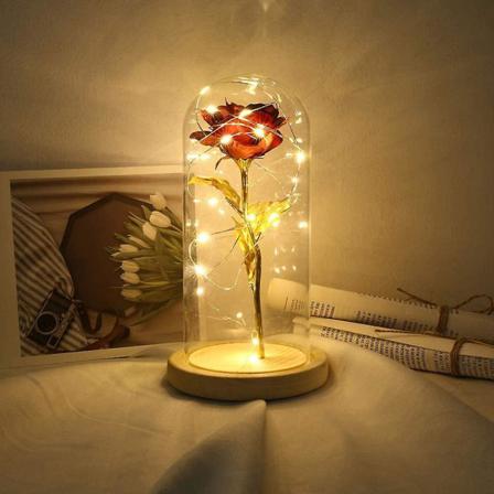 Rose Med Lampglasskärm - Mörkröd