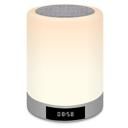 Wireless Bluetooth Speaker With 7-color Led Light, Warm Night Light And Alarm Clock(white)