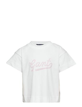 D2. Script Ss T-Shirt T-shirt Hvid GANT