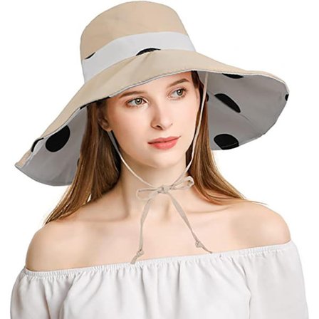 Dame Solhat, Solhat til kvinder Polka Dot, Stor sammenklappelig fiskehat