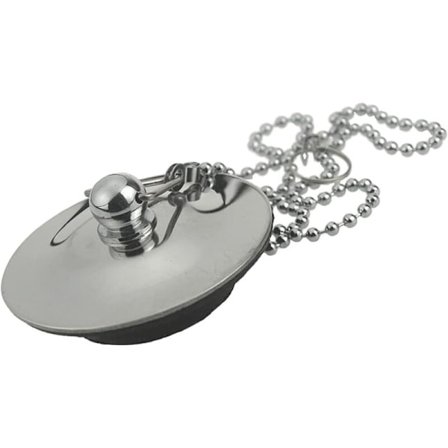 Diskpropp med kjede Rustfri badekarpropp Avløpspropp med gummiring Badekarpropp Dekkplugg for vask Badekar Vask Avløp (40mm t