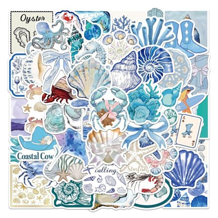 50 stk. Estetiske klistremerker for jenter, Søt havstrand Vanntett vinylklistremerke for jente Tenåring Voksen Student Vannflaske Laptop Telefon 
