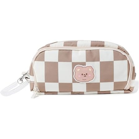 Sødt penalhus med stor kapacitet, æstetisk ternet lærredspenalhus opbevaringstaske, moderigtigt penalhus, stor penholder til kunstmaterialer, lille