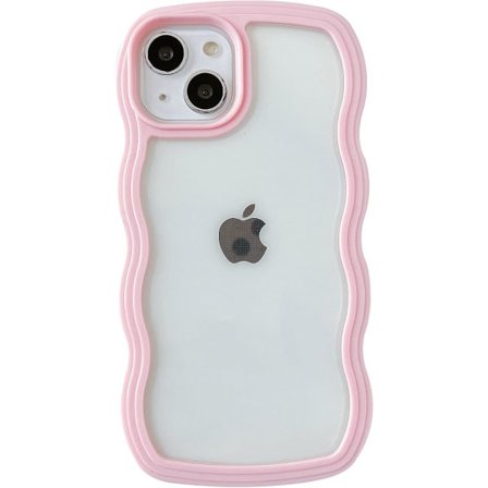 Sød Curly Wave rammeform Stødsikker blød, kompatibel med iPhone-cover (Pink, iPhone 13 Pro Max)