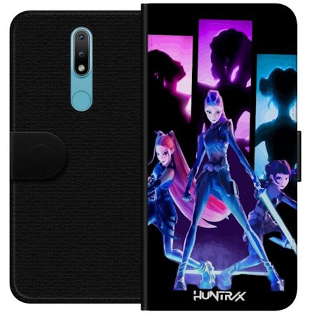 Kompatibel Tegnebogsetui til Nokia Nokia 2.4 Futuristisk pigegruppe illustration med neonlys og stærke farver i sci-fi æstetik