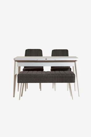 Hanah Home - Setti, jossa pöytä ja tuolit Gina (4 osaa) - Harmaa - Ruokailuryhmä 4 hengelle - - Homeroom