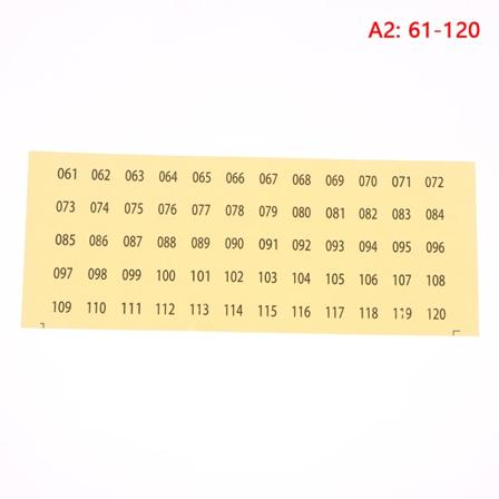 Vedenpitävä numero 1-60/ 61-120/121-180 tarratarra kynsiin P A2