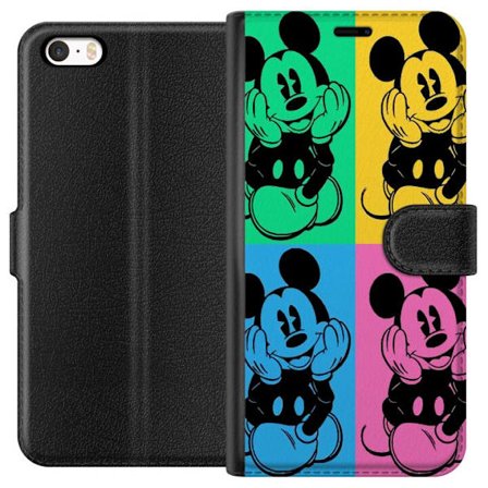 Kompatibelt Plånboksfodral till Apple Apple iPhone SE (2016) Mickey Mouse popkonst affisch färgglad Disney retroserie tecknad ikonisk figur Andy War