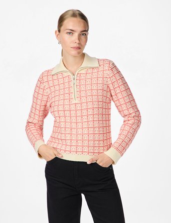 YAS Yasliviana Ls Knit Zip Pullover - Pink - XL