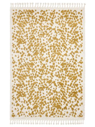 Tapis Shaggy Deer Blanc/Jaune Moutarde Petit